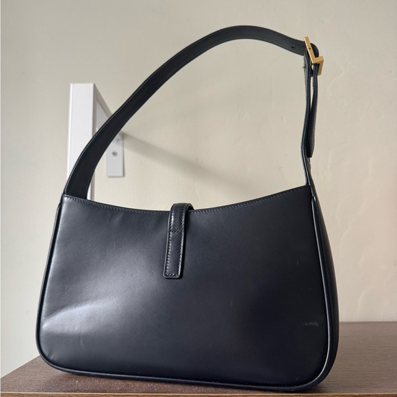 Yves Saint Laurent Black Shoulder Bag with Gold Logo - Picture 3 of 4